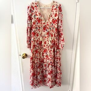 Christy Dawn Paloma Dress Long Sleeve small Floral Ivory Print